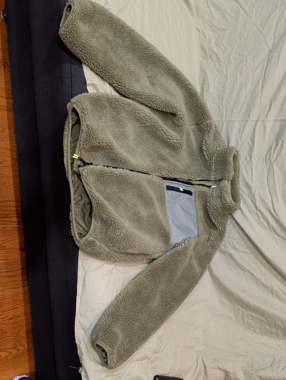 H&M Olive Green Sherpa Puffer Jacket for Kids
